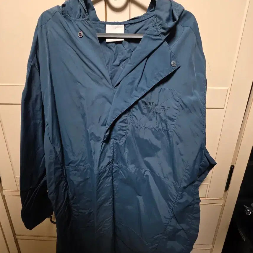 [BUNJANG] System Blue Waterproof Windbreaker Jacket / 한섬 시스템 블루 생활방수 바람막이 F (파우치 달림 접이가능)