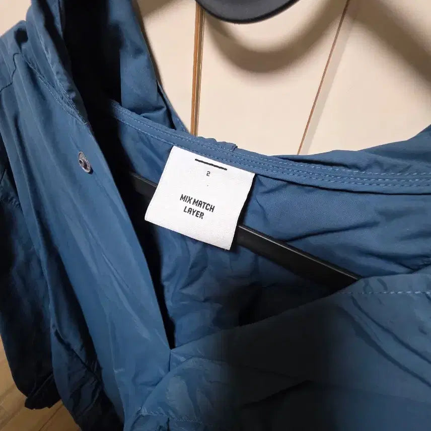 [BUNJANG] System Blue Waterproof Windbreaker Jacket / 한섬 시스템 블루 생활방수 바람막이 F (파우치 달림 접이가능)