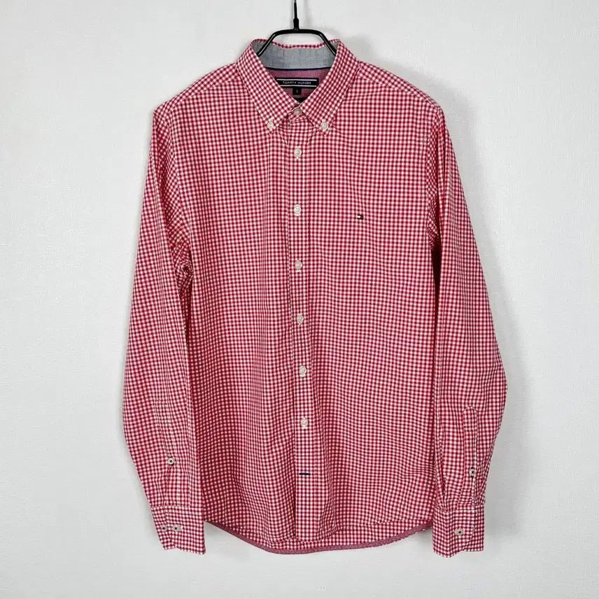 [BUNJANG] Tommy Hilfiger Red Cotton Check Shirt / 타미힐피거 레드 면 체크 셔츠 남방 남S 90 라덴 빈티지