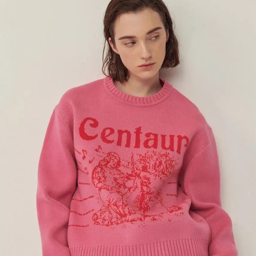 [BUNJANG] The Centaur Story Jacquard Knit Top Pink / 더센토르 스토리 자카드 니트 탑 핑크