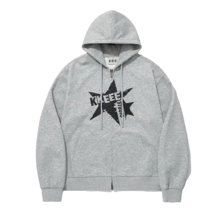 [BUNJANG] KKEEE Two-Way Hoodie Zip-Up Melange Gray / 새상품)KKEEE 투웨이 후드집업 멜란지 그레이