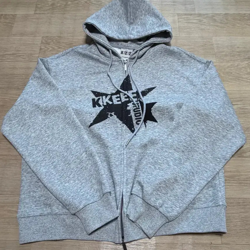 [BUNJANG] KKEEE Two-Way Hoodie Zip-Up Melange Gray / 새상품)KKEEE 투웨이 후드집업 멜란지 그레이