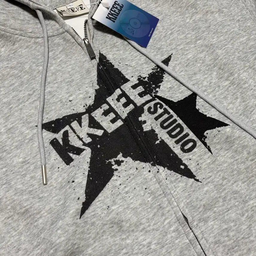 [BUNJANG] KKEEE Two-Way Hoodie Zip-Up Melange Gray / 새상품)KKEEE 투웨이 후드집업 멜란지 그레이