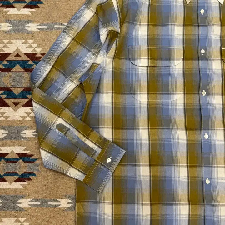 [BUNJANG] Nanamica Regular Collar PK Shirt Yellow x Sax / [L] 나나미카 레귤러 카라 PK 셔츠 옐로우x삭스