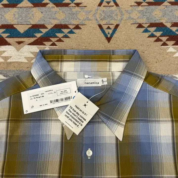 [BUNJANG] Nanamica Regular Collar PK Shirt Yellow x Sax / [L] 나나미카 레귤러 카라 PK 셔츠 옐로우x삭스