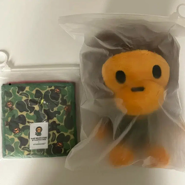 [BUNJANG] BAPE Starbucks Baby Milo Coaster &amp; Shopping Basket Set / 베이프 스벅 콜라보 코스터 베이비 마일로 장바구니 세트