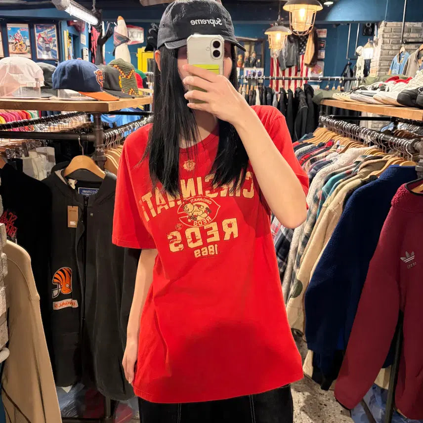 [BUNJANG] MLB Ringspun Lettering Short Sleeve T-shirt / MLB 링스펀 레터링 반팔