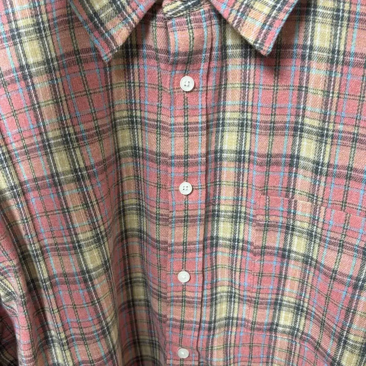 [SOLD OUT] 오버핏 플란넬 포켓 체크 셔츠 핑크