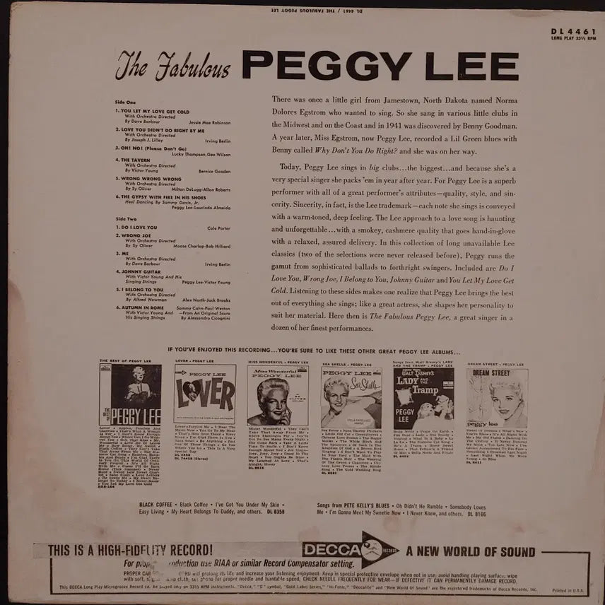 [BUNJANG] Peggy Lee Original Jazz LP / ORIGINAL JAZZ LP - PEGGY LEE