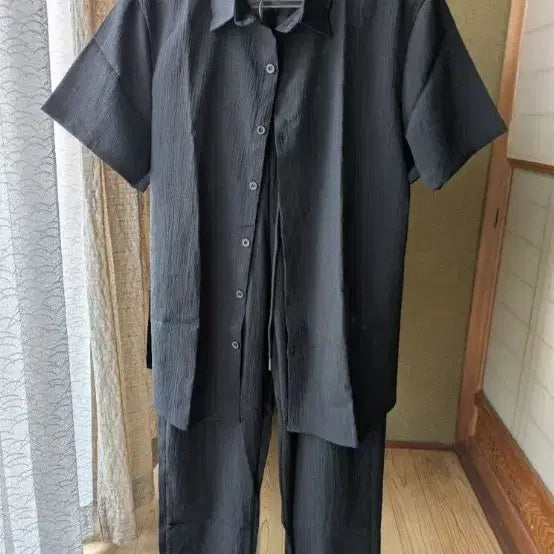 [BUNJANG] Black Shirt &amp; Long Pants Set / 블랙 셔츠 &amp; 롱팬츠 셋업