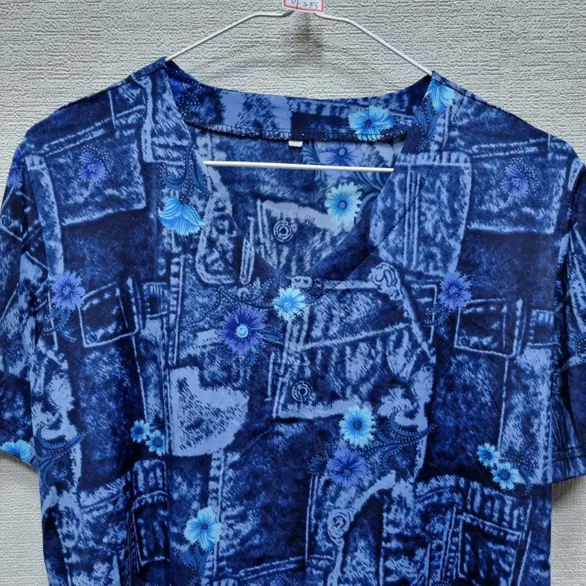 [BUNJANG] Unbranded Printed Short Sleeve Blouse / 마233 반팔 블라우스