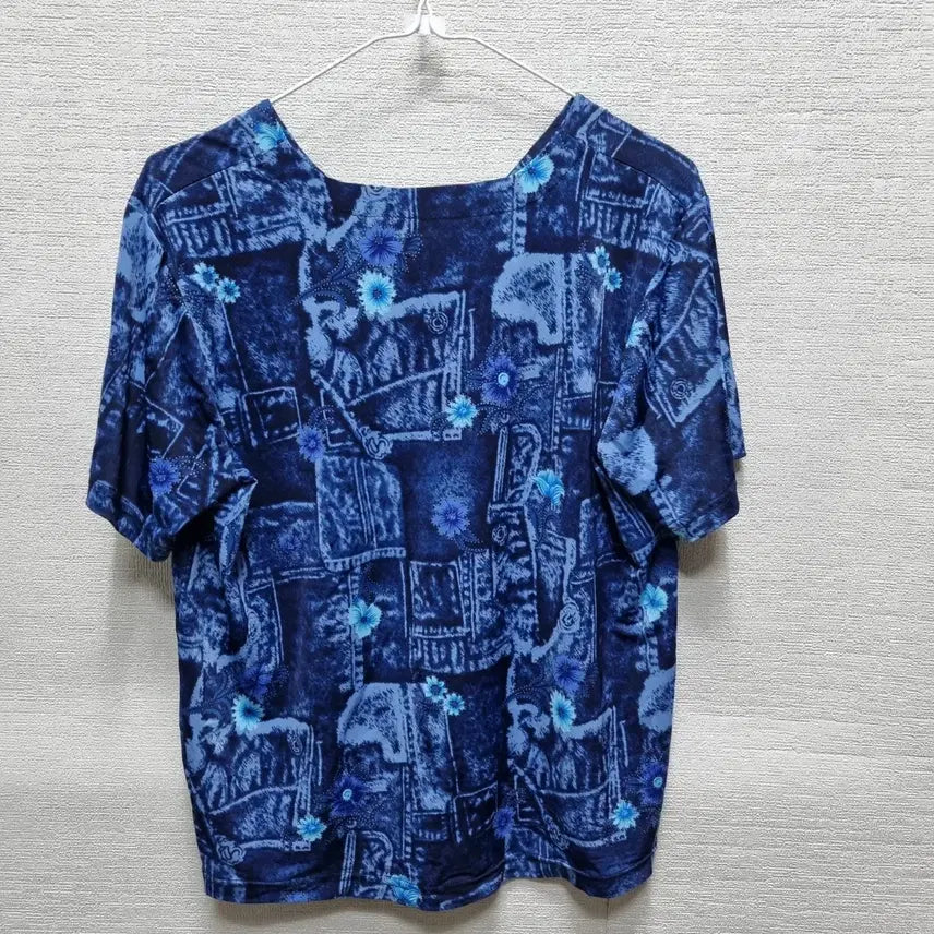 [BUNJANG] Unbranded Printed Short Sleeve Blouse / 마233 반팔 블라우스