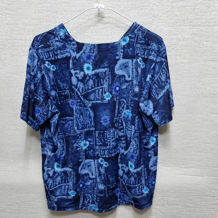 [BUNJANG] Unbranded Printed Short Sleeve Blouse / 마233 반팔 블라우스