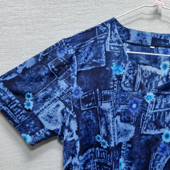 [BUNJANG] Unbranded Printed Short Sleeve Blouse / 마233 반팔 블라우스