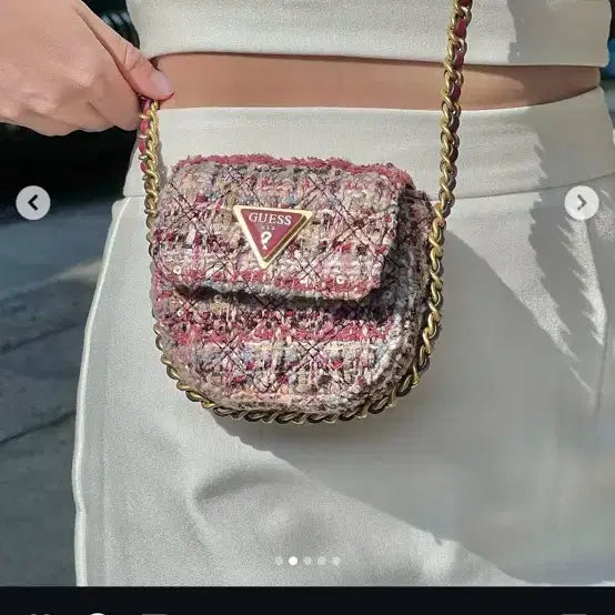 [BUNJANG] Guess Tweed Mini Crossbody Bag / guess 게스 미니 트위드 체인 y2k 크로스백 숄더백