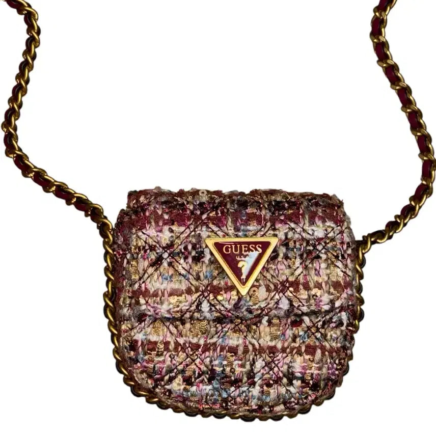 [BUNJANG] Guess Tweed Mini Crossbody Bag / guess 게스 미니 트위드 체인 y2k 크로스백 숄더백