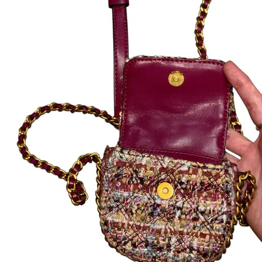 [BUNJANG] Guess Tweed Mini Crossbody Bag / guess 게스 미니 트위드 체인 y2k 크로스백 숄더백