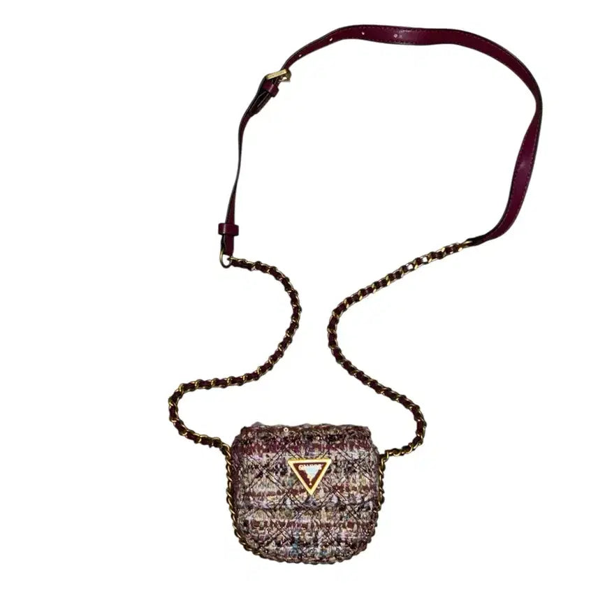 [BUNJANG] Guess Tweed Mini Crossbody Bag / guess 게스 미니 트위드 체인 y2k 크로스백 숄더백