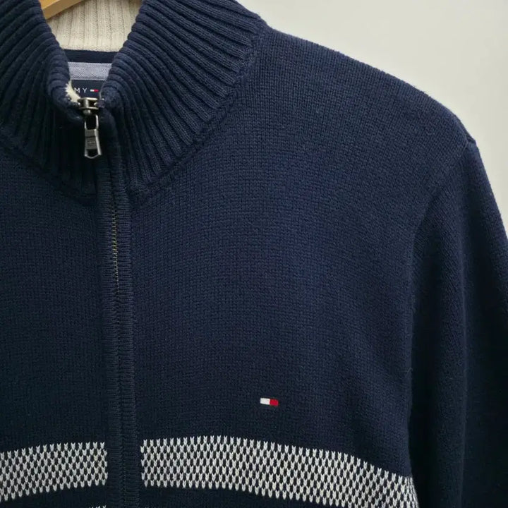 [BUNJANG] Tommy Hilfiger Navy Stripe Knit Zip-Up / [M] 타미힐피거 네이비 스트라이프 니트 집업