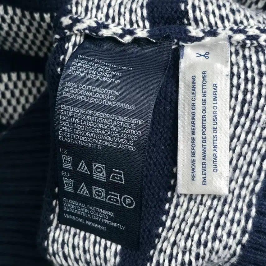 [BUNJANG] Tommy Hilfiger Navy Stripe Knit Zip-Up / [M] 타미힐피거 네이비 스트라이프 니트 집업