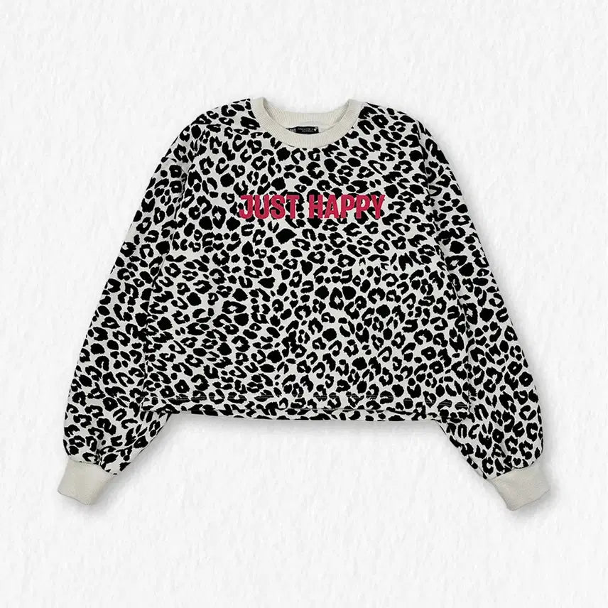 [BUNJANG] ZARA Leopard Print Crop Sweatshirt / 자라 레오파트 크롭 맨투맨