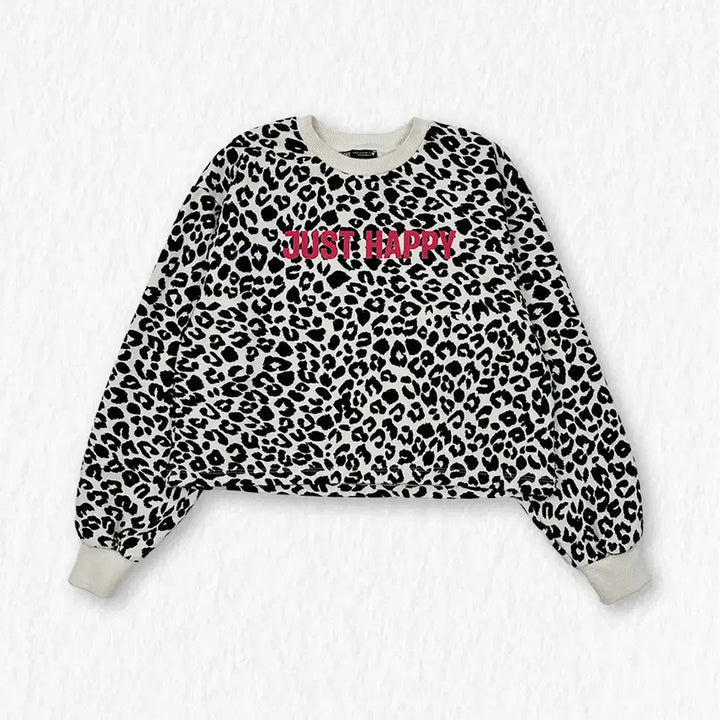 [BUNJANG] ZARA Leopard Print Crop Sweatshirt / 자라 레오파트 크롭 맨투맨