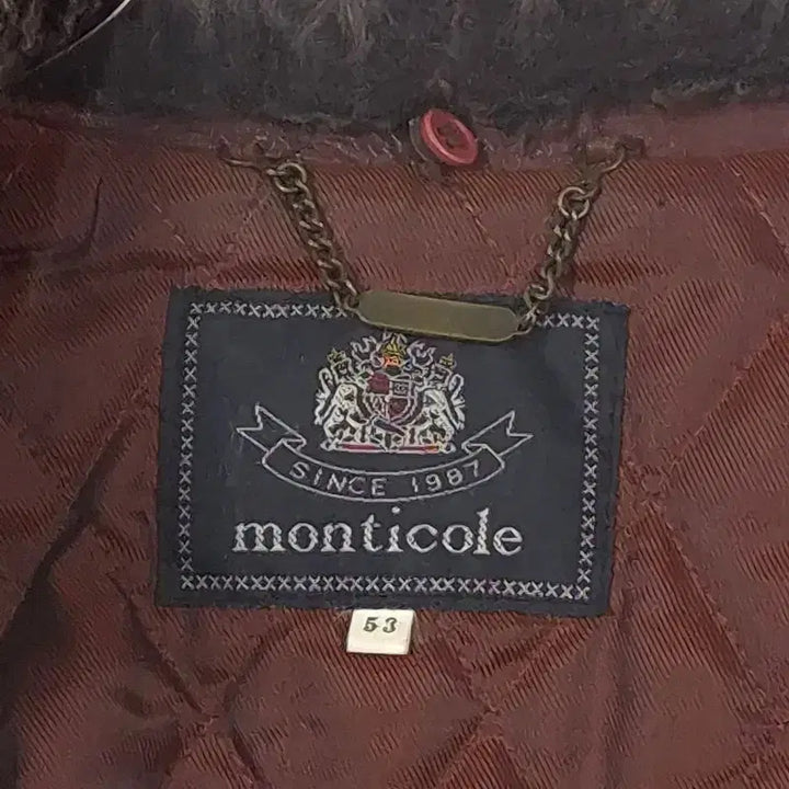[BUNJANG] Monticole Vintage Brown Lambskin Fur Collar Mouton Jacket / monticole 빈티지 브라운 양가죽 퍼 칼라 무스탕 자켓 53