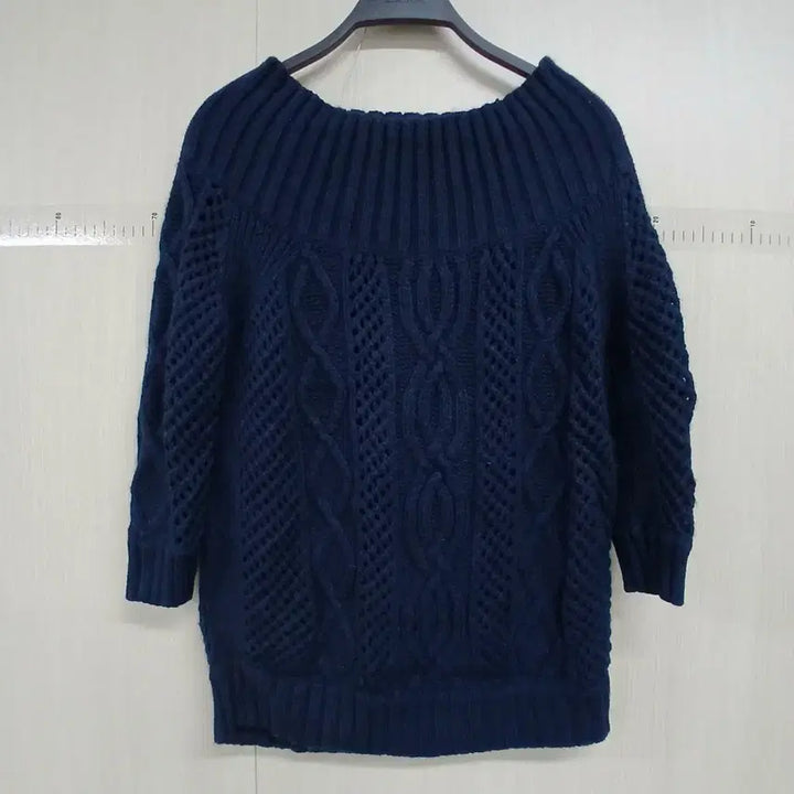 [BUNJANG] Juicy Couture Navy Cable Knit Top / 쥬시꾸띠르 네이비 케이블 니트 7부 소매