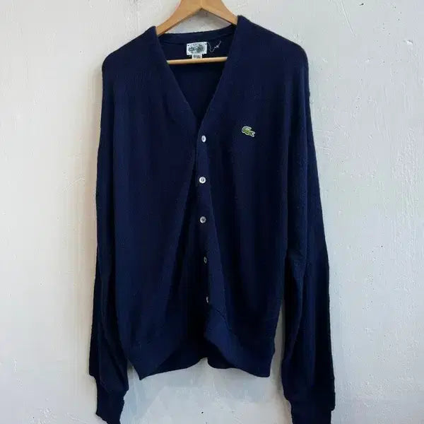 [BUNJANG] IZOD Lacoste Acrylic Cardigan Navy / 80s 아이조드 라코스테 아크릴 가디건 네이비 Made in USA