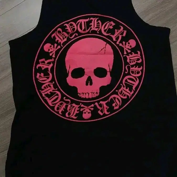 [BUNJANG] By The R Black Skull Print Tank Top / By The R 바이더알 나시 블랙 스컬 프린팅 사용감있음 트임약간뜯김