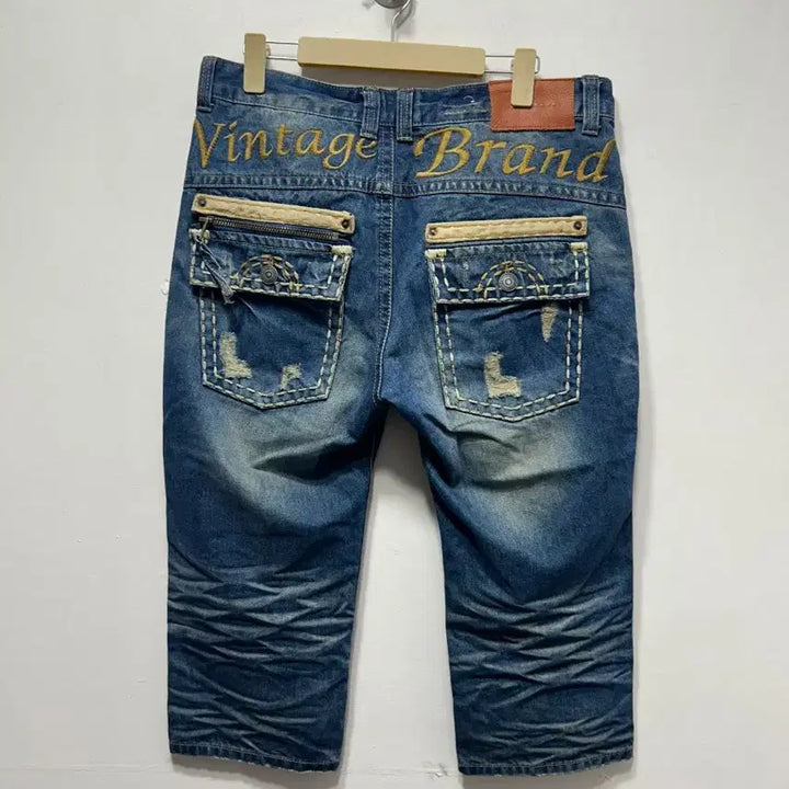 [BUNJANG] Denim Pants 7/10 Length / 데미지 워싱 7부 데님 팬츠 34사이즈