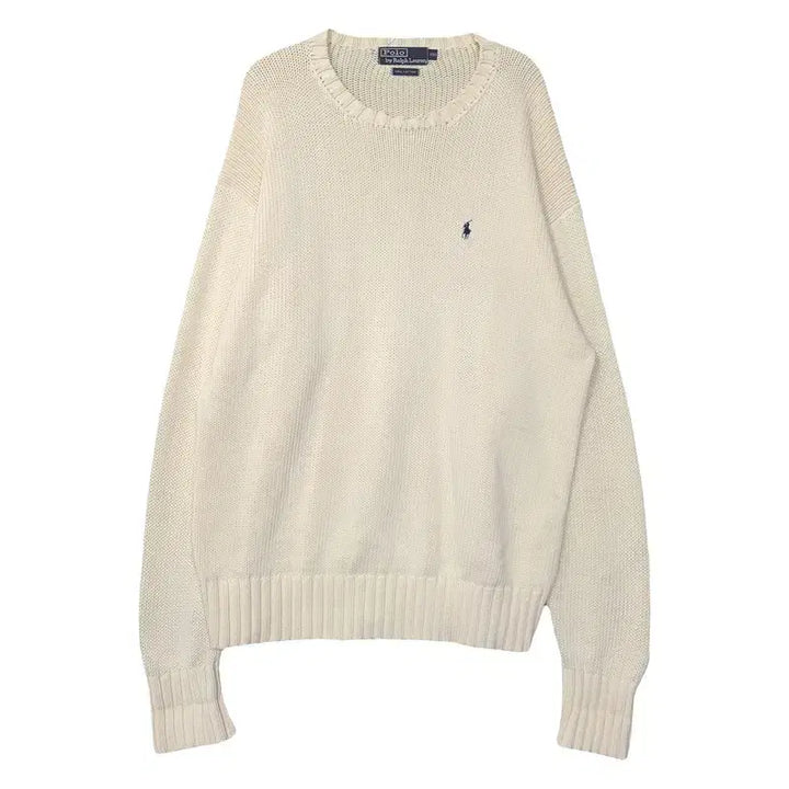[BUNJANG] Polo Ralph Lauren Cream Cotton Knit Sweater / 폴로 랄프로렌 크림 두산 코튼 니트 100