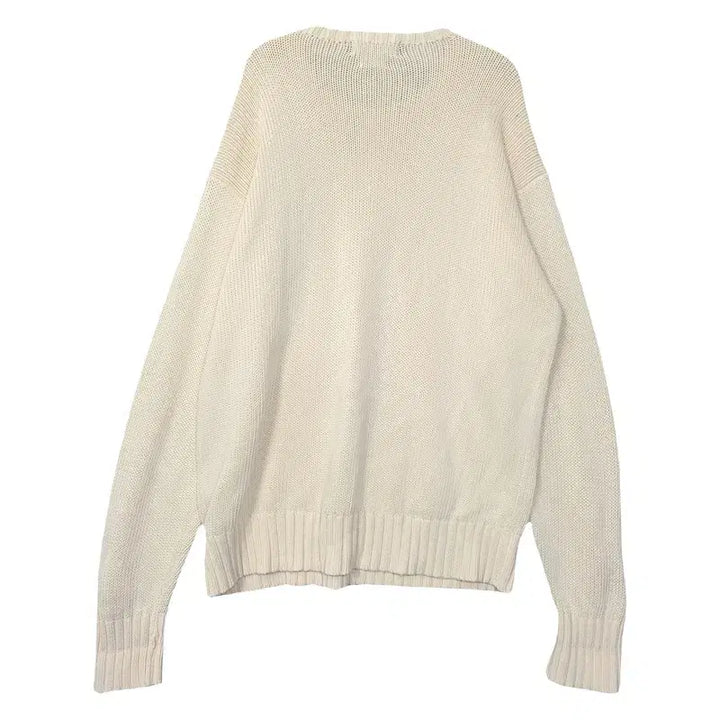 [BUNJANG] Polo Ralph Lauren Cream Cotton Knit Sweater / 폴로 랄프로렌 크림 두산 코튼 니트 100