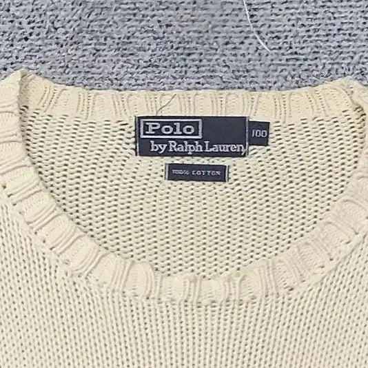[BUNJANG] Polo Ralph Lauren Cream Cotton Knit Sweater / 폴로 랄프로렌 크림 두산 코튼 니트 100
