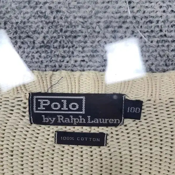 [BUNJANG] Polo Ralph Lauren Cream Cotton Knit Sweater / 폴로 랄프로렌 크림 두산 코튼 니트 100