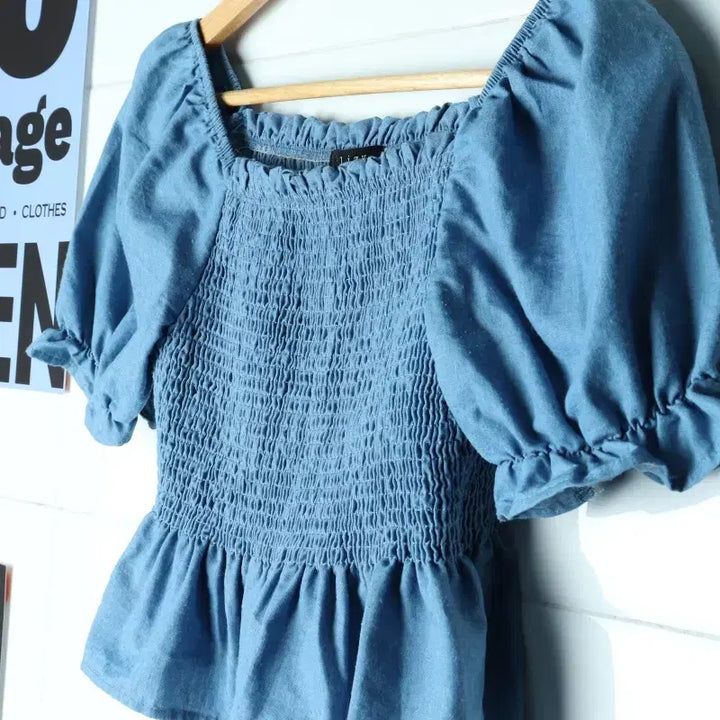 [BUNJANG] W(F) Clleezy Crop T-Shirt / W(F) 클리지 반팔 티셔츠 크롭 쭈리 키치 셔링 밴딩-17CEF