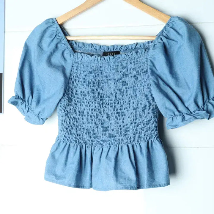 [BUNJANG] W(F) Clleezy Crop T-Shirt / W(F) 클리지 반팔 티셔츠 크롭 쭈리 키치 셔링 밴딩-17CEF