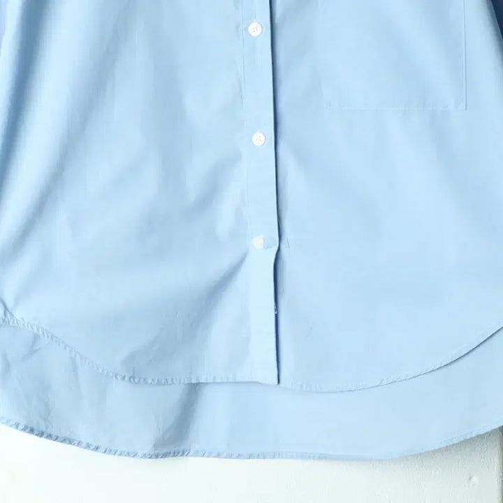 [BUNJANG] Lafarge Store V-Neck Shirt Light Blue / W(S-M) 라퍼지스토어 셔츠 남방 브이넥 연블루 소라 무지-17CF2