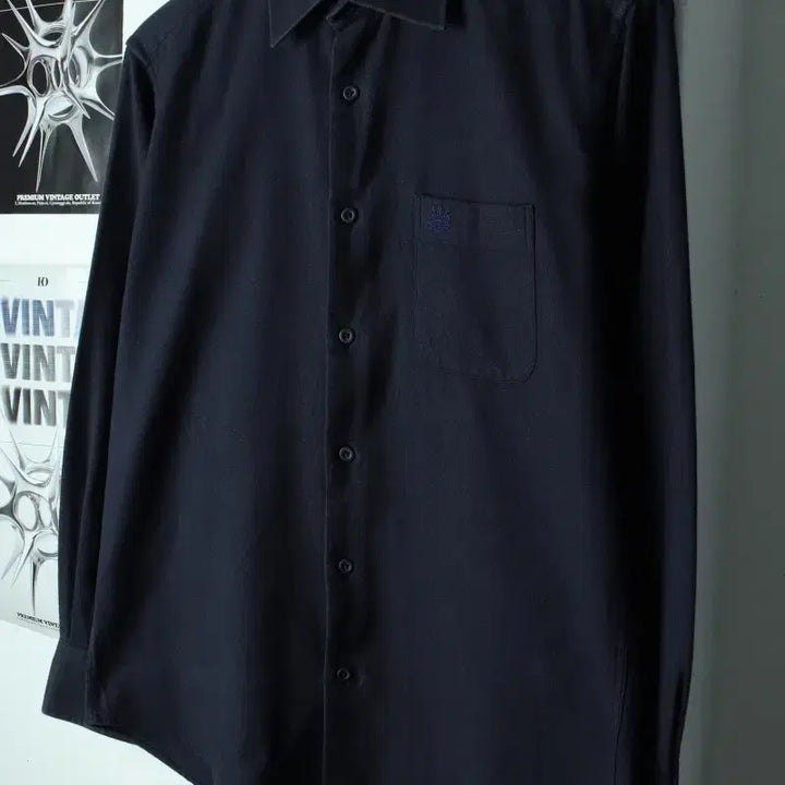[BUNJANG] Aquascutum Herringbone Navy Shirt / (M) 아쿠아스큐텀 셔츠 남방 헤링본 네이비 무지-17CF7