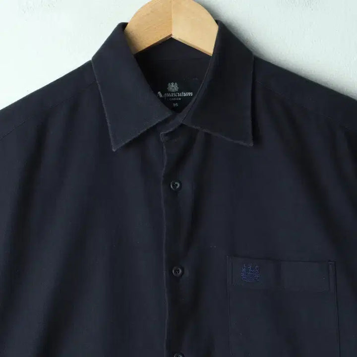 [BUNJANG] Aquascutum Herringbone Navy Shirt / (M) 아쿠아스큐텀 셔츠 남방 헤링본 네이비 무지-17CF7