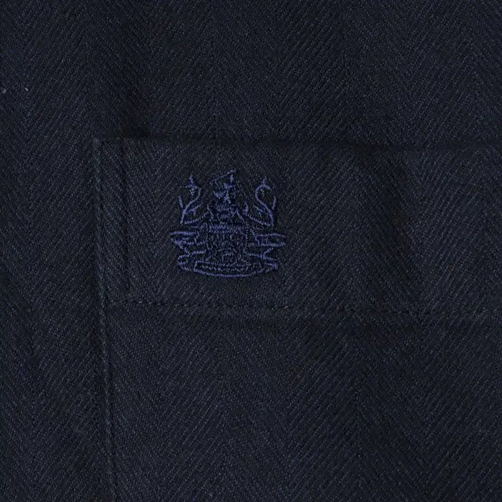 [BUNJANG] Aquascutum Herringbone Navy Shirt / (M) 아쿠아스큐텀 셔츠 남방 헤링본 네이비 무지-17CF7