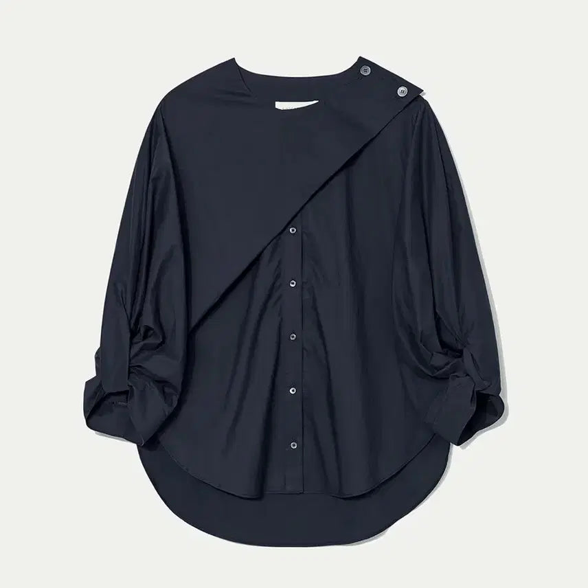 [SOLD OUT] 킨더살몬 트위스트 볼륨 블라우스 다크네이비