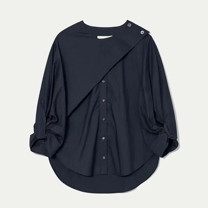 [SOLD OUT] 킨더살몬 트위스트 볼륨 블라우스 다크네이비