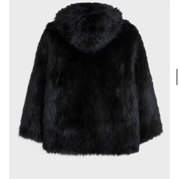 [BUNJANG] OpenYY Hooded Black Faux Fur Jacket / 오픈와이와이  퍼자켓