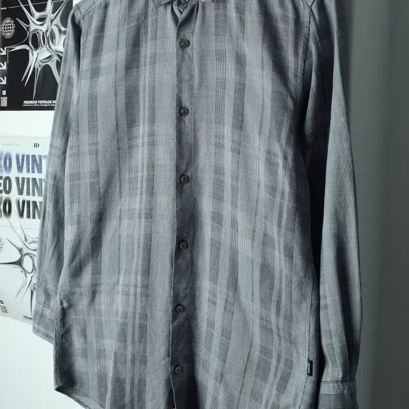 [BUNJANG] Hugo Boss Slim Fit Check Shirt - Gray / (S-M) 휴고보스 셔츠 남방 슬림핏 체크 그레이 이태리-17CFC