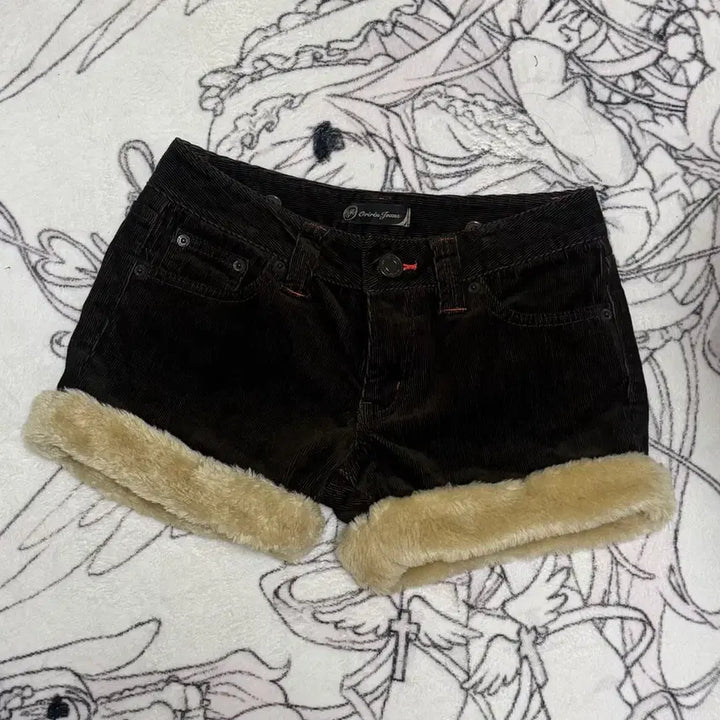 [BUNJANG] Oririn Jeans Corduroy Fur Shorts / Oririn Jeans 코듀로이 털 반바지 브라운 라떼갸루 숏팬츠