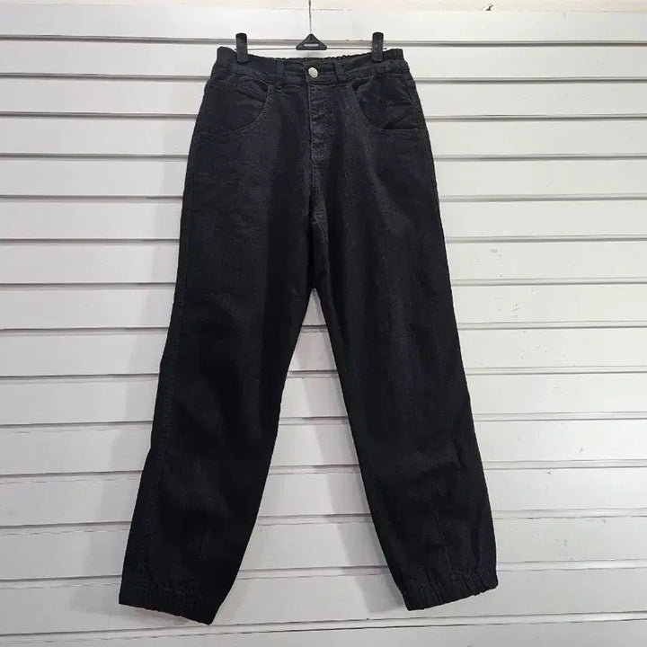 [BUNJANG] Black Cotton Blend Spandex Sausage Banding Pants / 블랙  면혼방 스판 소세지 밴딩바지55/보물찾기천사