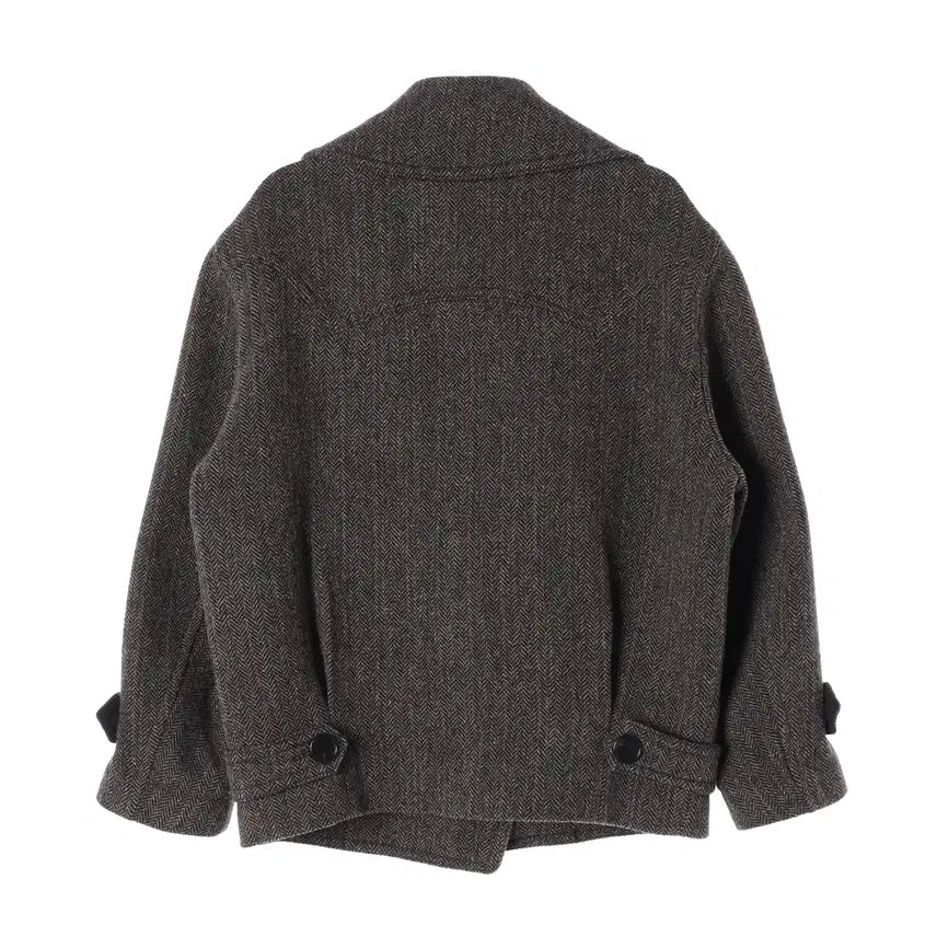 [BUNJANG] Lucky Chouette Herringbone Wool Double Button Short Coat / 럭키슈에뜨 헤링본 울100% 와이드 카라 더블 버튼 숏 코트