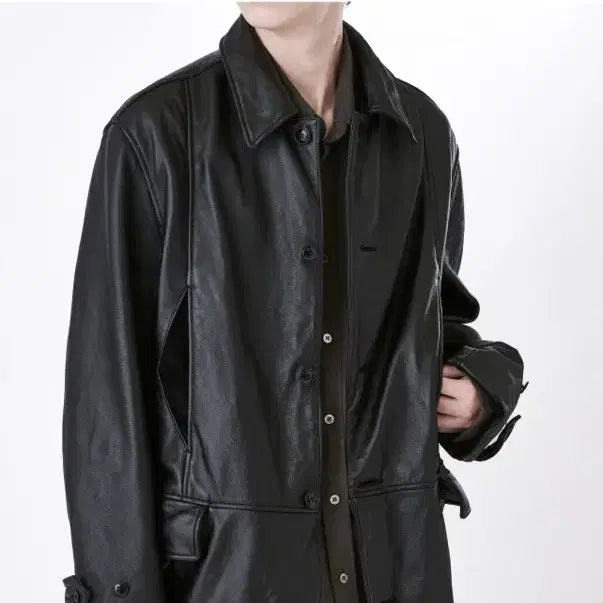 [SOLD OUT] 이얼즈어고 years ago 워시드 레더 하프 코트 L