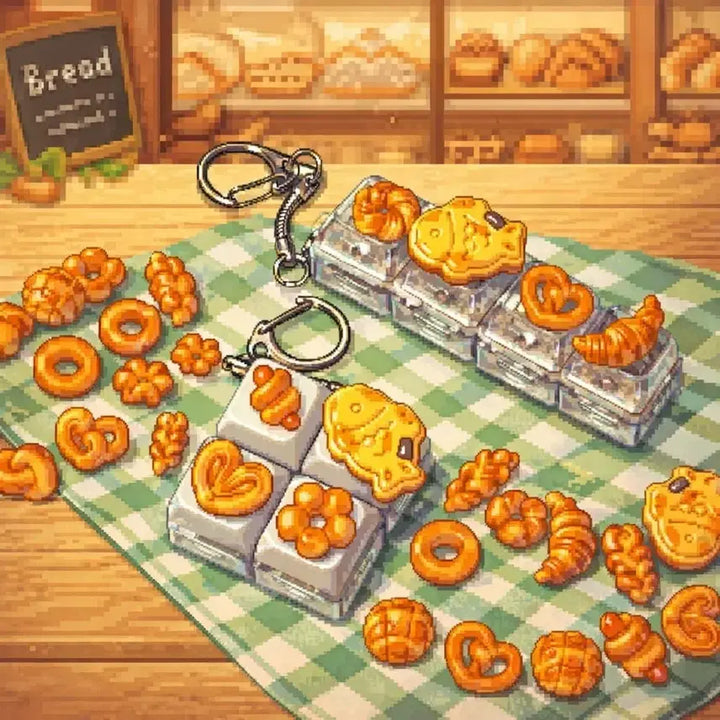 [BUNJANG] Handmade Bread-Shaped Keycap/Keyring (Random) / 수제) 빵순이 붕어빵 키캡 키링 2종 택 1 (빵 모양 랜덤)
